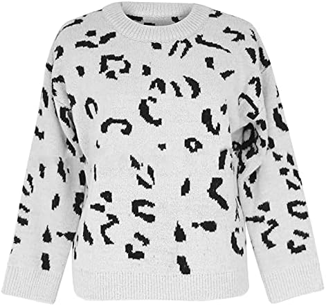 YMOSRH Twichirt za žensku posadu labavi pleteni zvjezdani oblik otisak dugih rukava s džemperima bluza