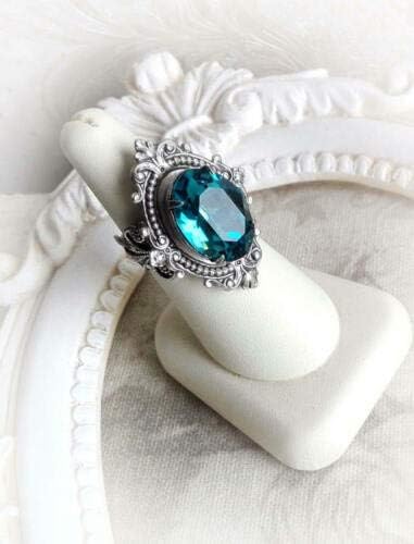 925 Srebrni prsten Ogromni plavi topaz nakit žene vjenčani rođendan Veličina 5-10