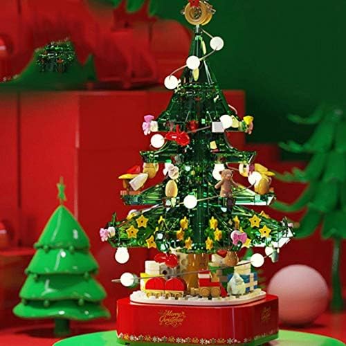 FBVCDX rotirajuća božićno drvce Music Box sastavljena građevinski blokovi božićni božićni ukras poklon glazba kutija