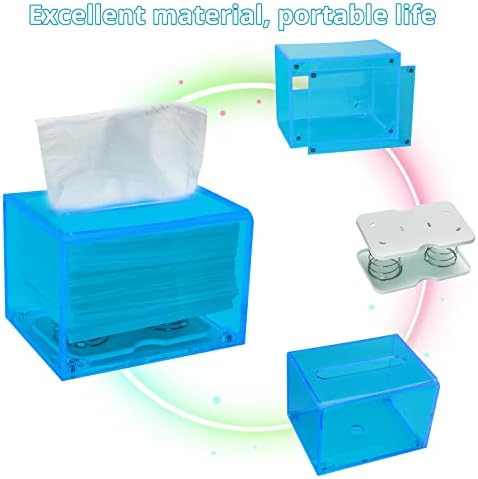 GEWBOT Akrilna kutija Tkiva pravokutnog držača tkiva Organizator salvete s magnetskim poklopcem i opružnim jastučićima za jednostavan