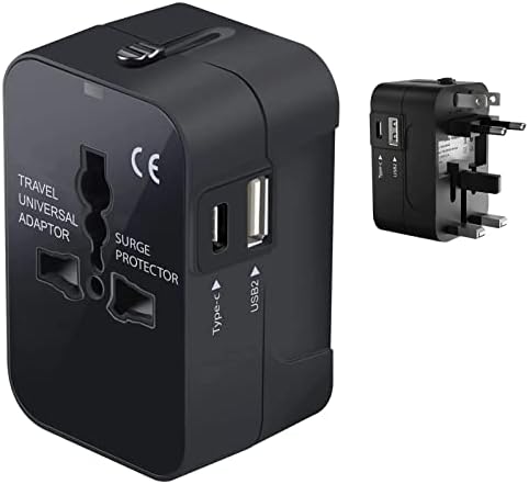 Travel USB Plus International Power Adapter kompatibilan s Alcatel OneTouch Pop D1 za svjetsku energiju za 3 uređaja USB Typec, USB-A