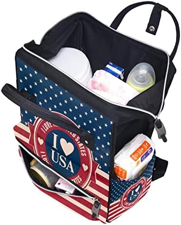Volim američku američku zastavu Stripe Star Pelena s pelenom ruksak Baby Pelena za presvlačenje Multi funkcije Putnička torba velikog