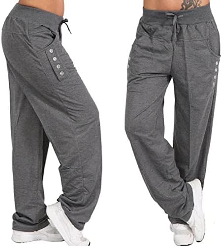 Ženske ležerne radne hlače labave udobne široke noge mekane struje joge protočna vreća s vrećama s teretnim nogama s džepovima