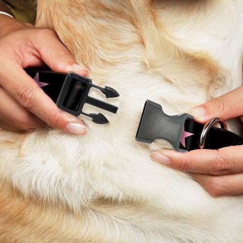 Plastična kopča za ogrlicu za pse 13 do 18 inča široka crna ružičasta 1,5 inča