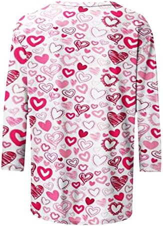 3/4 vrhovi rukava za žensku modnu srčanu grafičku košulju pulover valentinovo tiskanu tuniku bluza casual labave majice majice