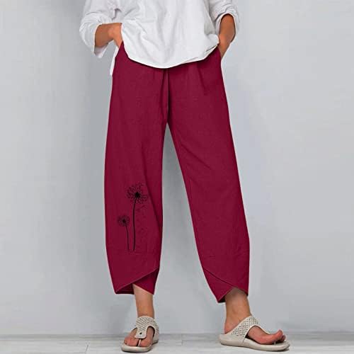 Miashui duge hlače za žene žene čvrste ležerne hlače tiskane hlače elastične povremene dvodijelne odjeće za žene hlače