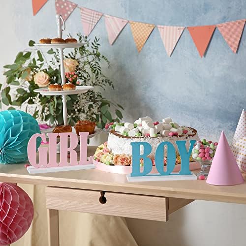 Znak za dječaka ili djevojčicu-dekor drvene radne ploče u plavim i ružičastim tonovima, za određivanje spola i potrepštine za zabavu