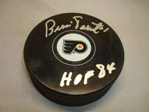 Roditelj Bernie potpisao je Philadelphia Flyers Hockey Puck Auto Beckett Bas CoA 1H - Autografirani NHL PUCKS