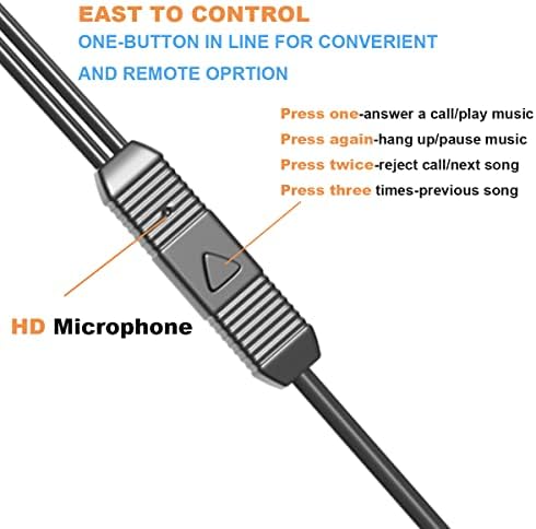 Slušalice za uši s mikrofonom s stereo zvučnim zvukom izolirajući slušalice moćne teške bas, odgovaraju većini 3,5 mm uređaja sučelja