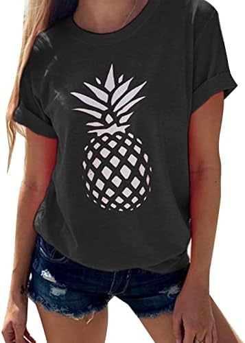 Ljetna majica za žene ženski Okrugli vrat s printom ananasa majica kratkih rukava ženski vrhovi dugih rukava za jesen