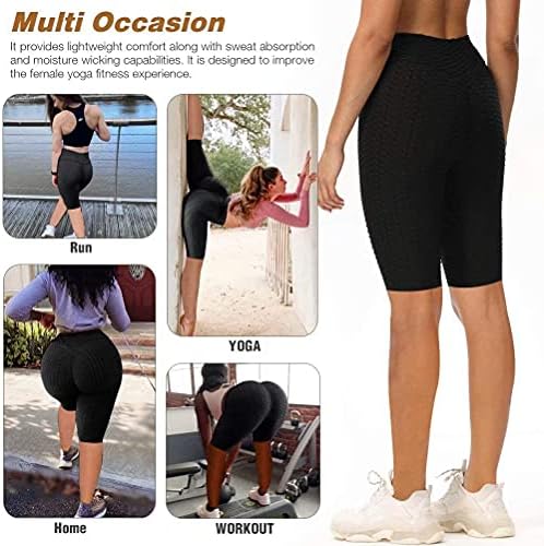 Žene gutt lifting trening kratke hlače teksturirane visokog struka scrnch plijen joga kratke hlače saća hoda za kontrolu trbuha biciklista