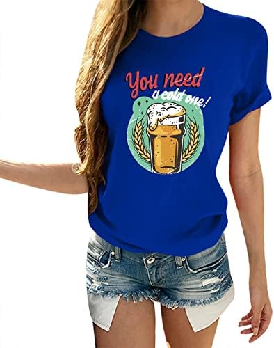 Majice dugih rukava Ženske zabavne majice s printom piva za žene majice kratkih rukava košulje s okruglim vratom ležerna bluza