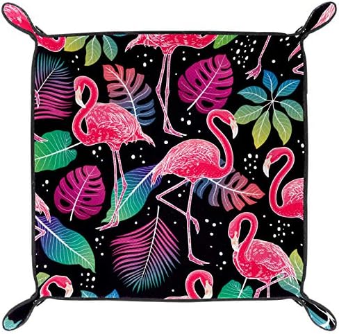 Flamingo ostavlja Organizator Organizator Microfiber kožna ladica za stolove praktične kutije za ključeve i uredsku opremu, 16x16cm