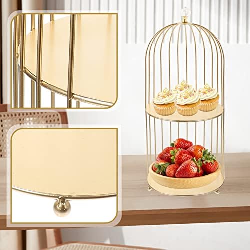 Upkoch svadbena torta stalak za 2 slojeve torti stalak za pticu u obliku kaveza u obliku kaveznog stajališta desert zaslon stalak za