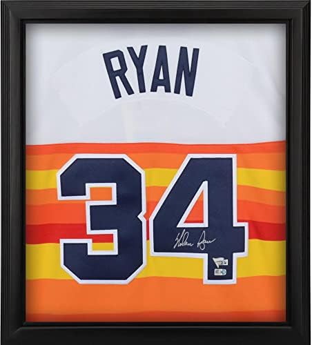Nolan Ryan Houston Astros uokviren Autografirani Mitchell & Ness Rainbow Autentično odbacivanje MLB Jersey Shadowbox - Autografirani