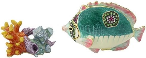 Seafoam zeleno ljubljenje Gourami ribe statueta caklina kristal kolekcionarski antikni poklon vintage trinket figurica nakit kutija