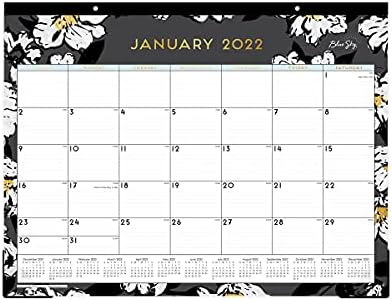 Plavo nebo 2022. kalendar mjesečnog stola, 22 x 17, vezanje obloge, dva hoda, probijeni blokovi, baccara tamna