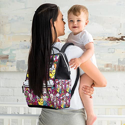 Baby pelena torba, personalizirani ruksak roda za rodnicu, tote za putničku torbu šareni uskrsni zec i jaja