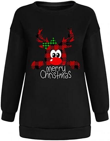 Aihou košulje s dugim rukavima za žene, ženski božićni simpatični tiskani casual džemperi pulover labavi creve majica vrh