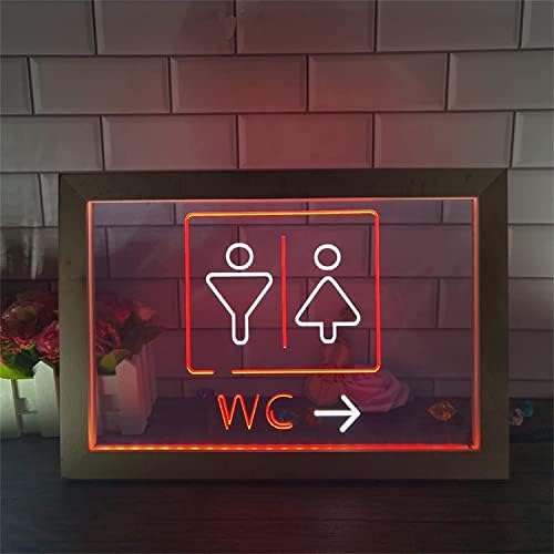 DVTEL WC WCO LED Neon Sign, logo za toalet 3d noćna svjetla akrilna neonska svjetla, zidni viseći svjetlosni natpis, 42x32cm Hotel