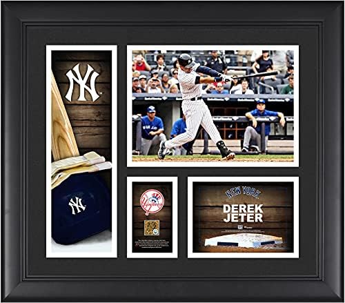 Derek Jeter New York Yankees uokviren 15 x 17 šišmiša i kolaža s kapsulom prljavštine koja se koristi u igri - MLB igra koristila kolaže