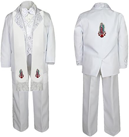 Unotux Baby Boy Communion formalno bijelo paisley odijelo zlato guadalupe ukrade i leđa SM-20