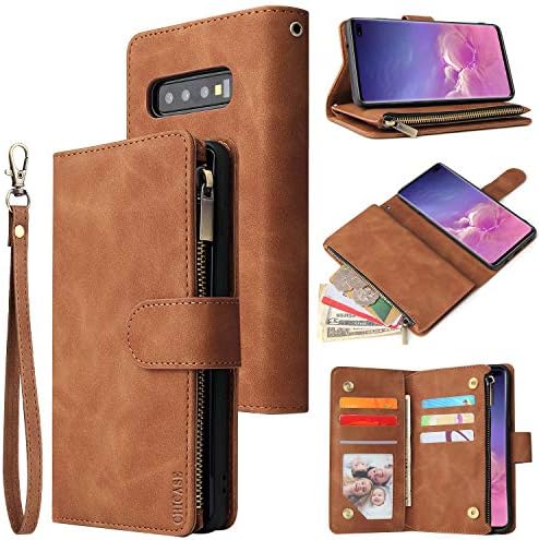 Torbica-novčanik CHICASE za Galaxy S10 Plus, torbica za Samsung S10+ Plus, kožnu torbu s džep na zip, utorima za kartice, remen za