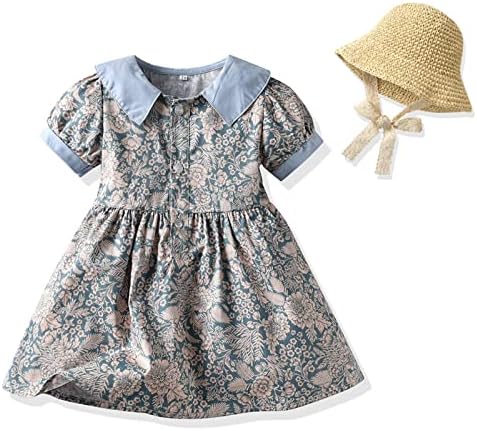 Djeca mališana djevojčice proljetno ljeto cvjetni pamuk kratki rukavi princeza haljina šešir odjeća lolita haljina