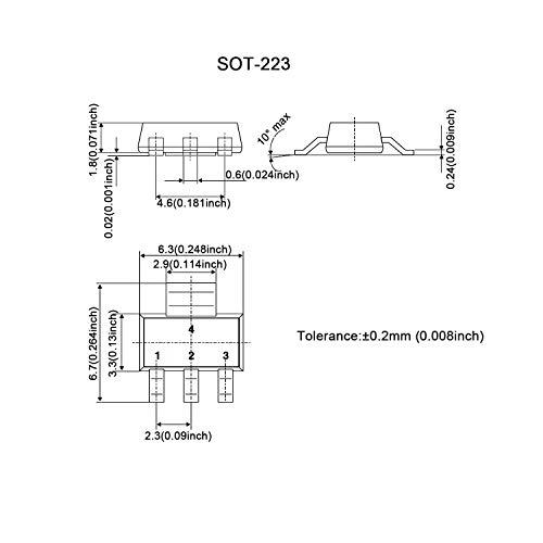 CHANZON 70PCS AMS1117 SOT-223 komplet, uključujući 7 vrijednosti niskog regulatora napona napuštanja SMD tranzistor svaki 10pcs