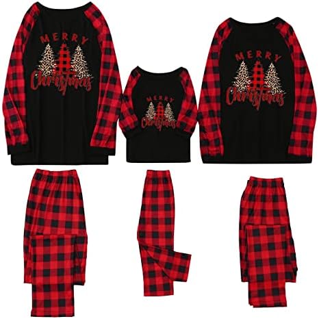 Sretan božićni pidžama setovi za obiteljsku odjeću Plaziva Božića tiskana majica + casual hlača hlača PJS