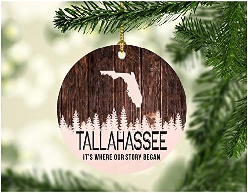 Ornament božićnog drvca 2022. s gradskim imenom Tallahassee Florida Tallahassee FL To je započela naša priča - Sretan božićni ukras