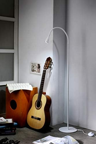 Crna+decker gooseneck LED podna svjetiljka, visina 54 s ponderiranom bazom, bijela