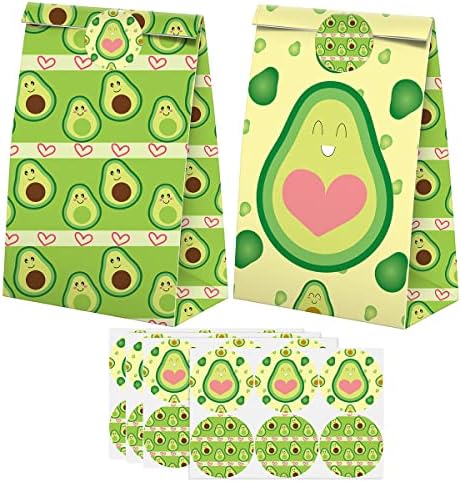 Poklon vrećice za zabave s avokadom-vrećice za slatkiše s naljepnicama-poslastice s avokadom-rođendanske potrepštine u stilu avokada
