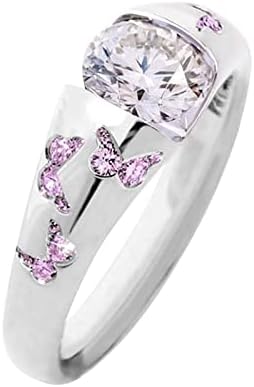 Yistu kubični cirkonijski prstenovi Moda jednostavna slatka leptir cirkon prsten ličnost Šareni prsten za žene