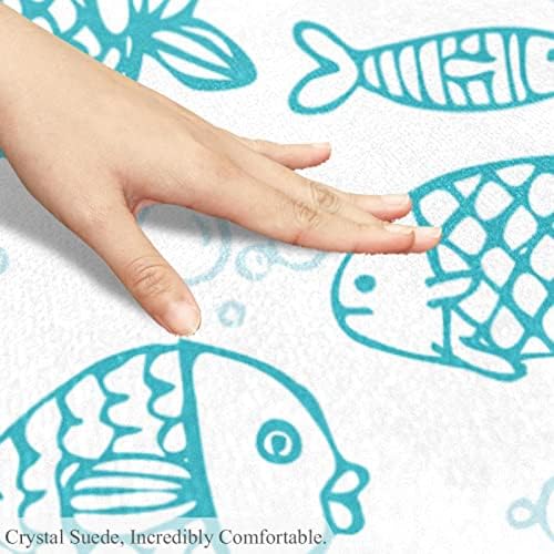 Llnsupply okrugla dječja igra za igranje prostirke plava ručna nacrtana riba uzorak plivača vrtić prostirka mekana sklopiva dječja