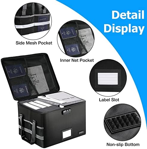 Jaliell Fireof Box Box s zaključavanjem i profesionalnim patentnim zatvaračem, jednostavnim ručkama za nošenje, organizator datoteke