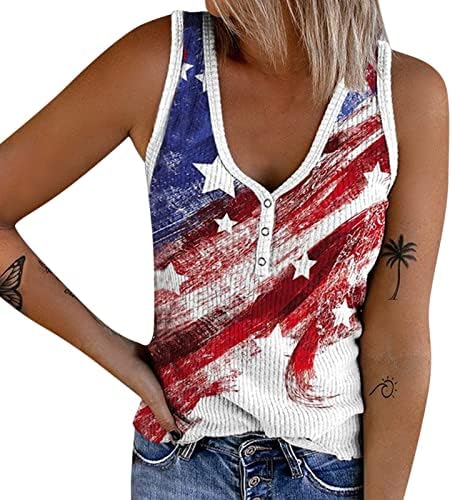 4. srpnja Košulja vrhova tenkova za žene SAD zastave Summer casual bez rukava majice Patriotske zvijezde Stripe Trčanje TENKE TOPS