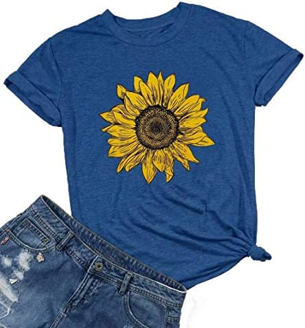 Ženska majica kratkih rukava sa suncokretom slatka smiješna grafička majica za tinejdžerice ležerna majica Top