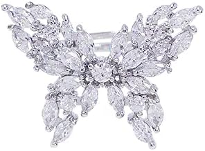 Pjenušavi kristalni leptir otvoreni prstenovi za žene djevojke rhinestone zaručnički prsten s obećanjem vječnosti vjenčani prsten za