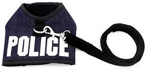 Policijska tiskana mekana mrežasta mačja traper UPRTAČ i povodac za šetnju otporan na bijeg podesiv, bez vuče, prsluk za gušenje za