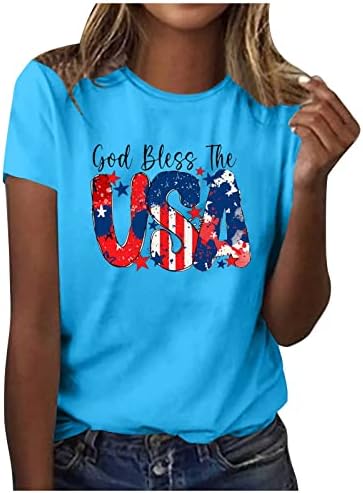 Ženska majica američka zastava vrhova neovisnost Dan tinejdžera O-Neck Majica kratkih rukava Summer Patriotic casual fit bluza