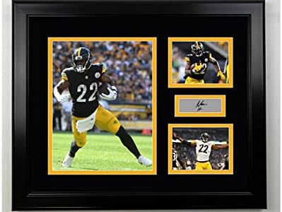 Uokvireni Najee Harris Pittsburgh Steelers Facsimile Laser ugravirani nogomet s potpisom 15 x12 3 foto kolaž