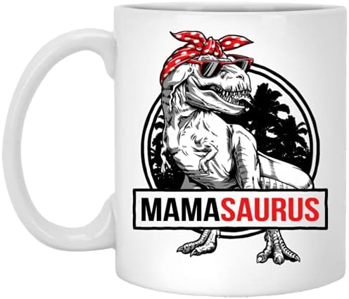 Mamina šalica-dinosaurus Mamasaurus Tiranosaur Recks smiješna obiteljska šalica za Majčin dan / Očev dan-obiteljska šalica za kavu