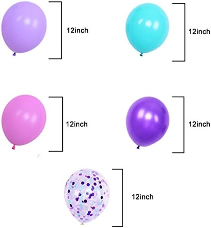 Baloni sirena 50 pakiranja, 12 svijetloljubičasti baloni od morske pjene, plavi baloni od lateksa s konfetama, baloni za ukrašavanje