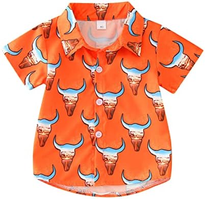 Dječaci mališana ljeto dječje dojenčad odjeća kravi rukav kravi otisci narančaste košulje vrhovi nadmašuju majice 5t dečki