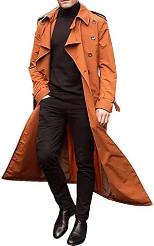 Muški vuneni kaput s dvostrukim grudima Slim fit zimski kaput duga jakna Posao graška jakna