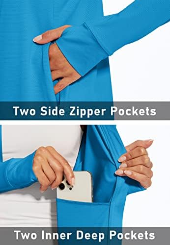 Magcomsen žena UPF 50+ lagana atletska jakna Zaštita od sunca puni zip košulje dugih rukava planinarenje vanjskim džepovima