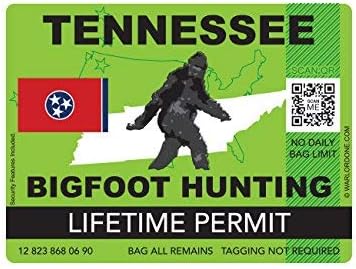 Naljepnica za lov na Tennessee Bigfoot Dozvola Die Cut Decil Sasquatch Lifetime Vinil Made in SAD