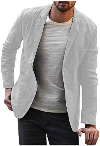 Jakne za muškarce muške vitke fit lanene mješavine džep čvrste jakne od dugih rukava nadmašuju jakne