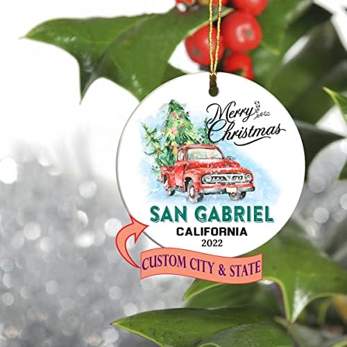 Sretan Božić 2022. Ornament stablo Prvi 1. praznik koji živi u San Gabriel Kalifornijskoj državi Ornament Custom City State - Zadržavanje